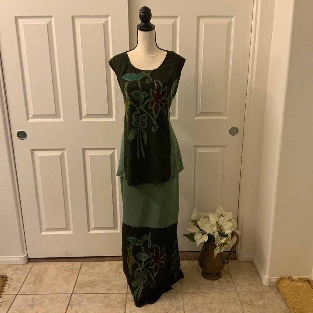 Vintage 2 piece set with wrap around skirt